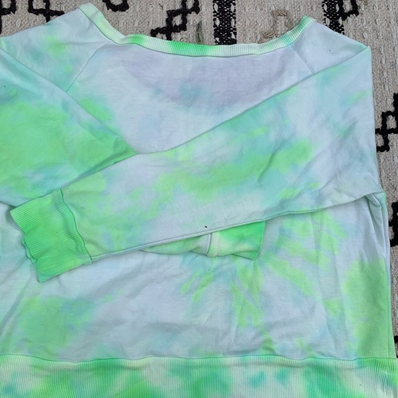 NWT neon green/white tie dye L/S crop sweatshirt - Picture 12 of 16